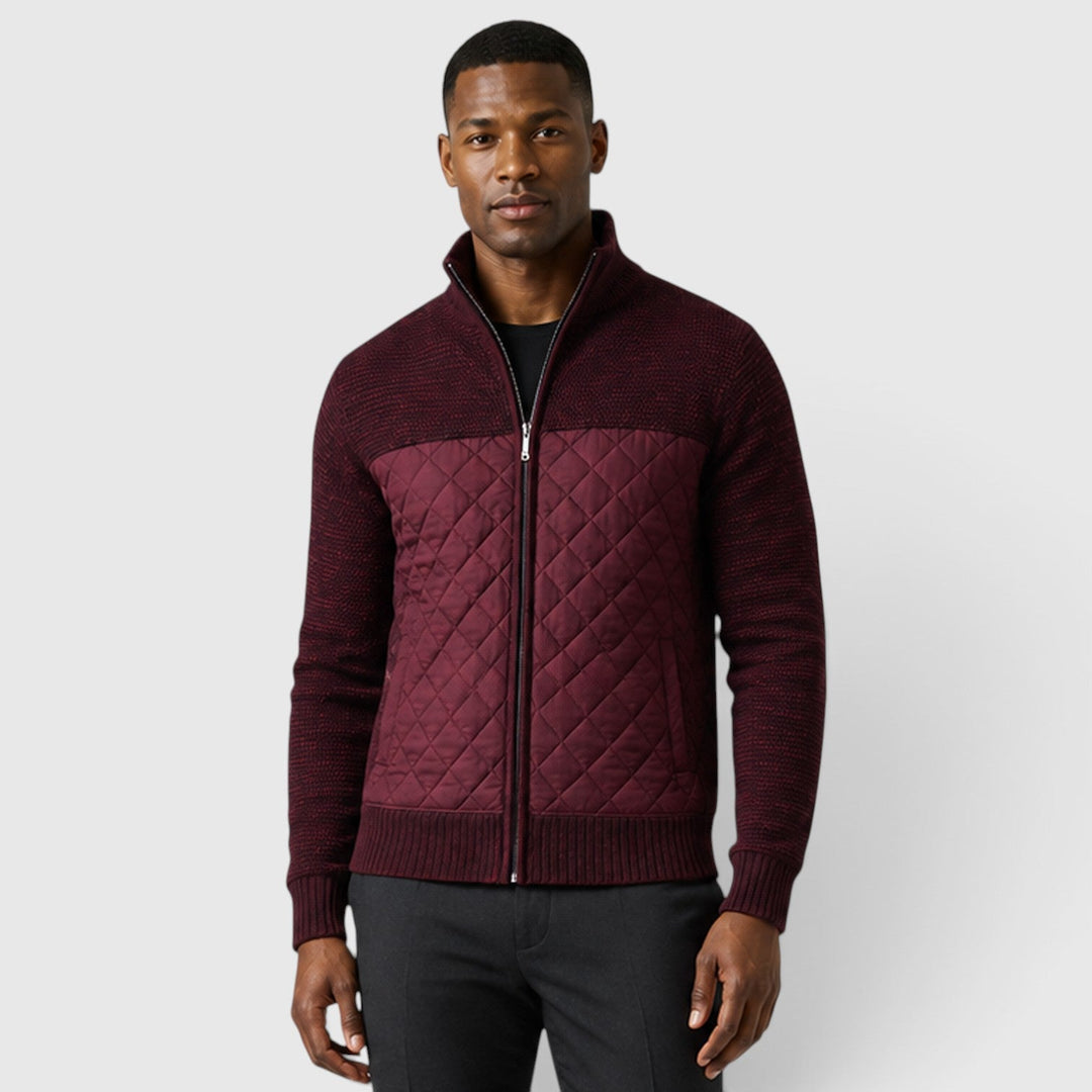 Men's Casual Quilted Insulated Full Zip Hybrid Jacket