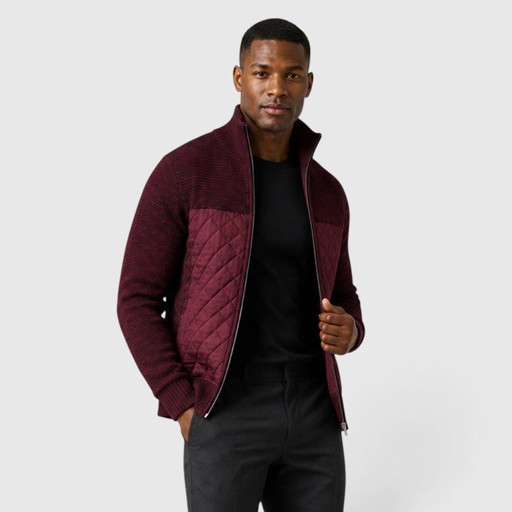 Men's Casual Quilted Insulated Full Zip Hybrid Jacket