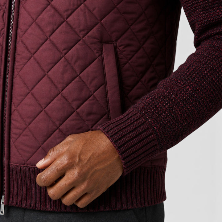 Men's Casual Quilted Insulated Full Zip Hybrid Jacket