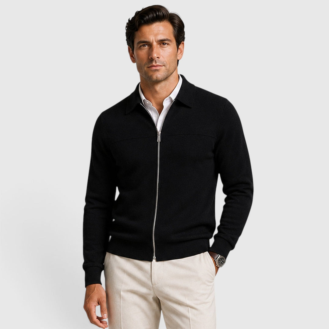 Men's Classic Knit Collared Full Zip Jumper