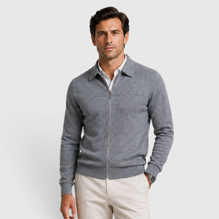Men's Classic Knit Collared Full Zip Jumper