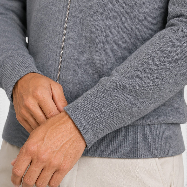 Men's Classic Knit Collared Full Zip Jumper