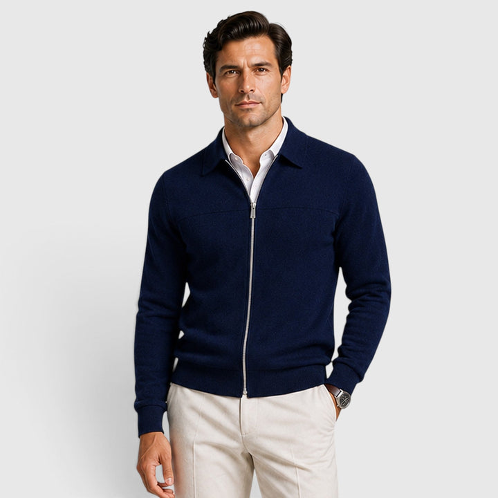 Men's Classic Knit Collared Full Zip Jumper