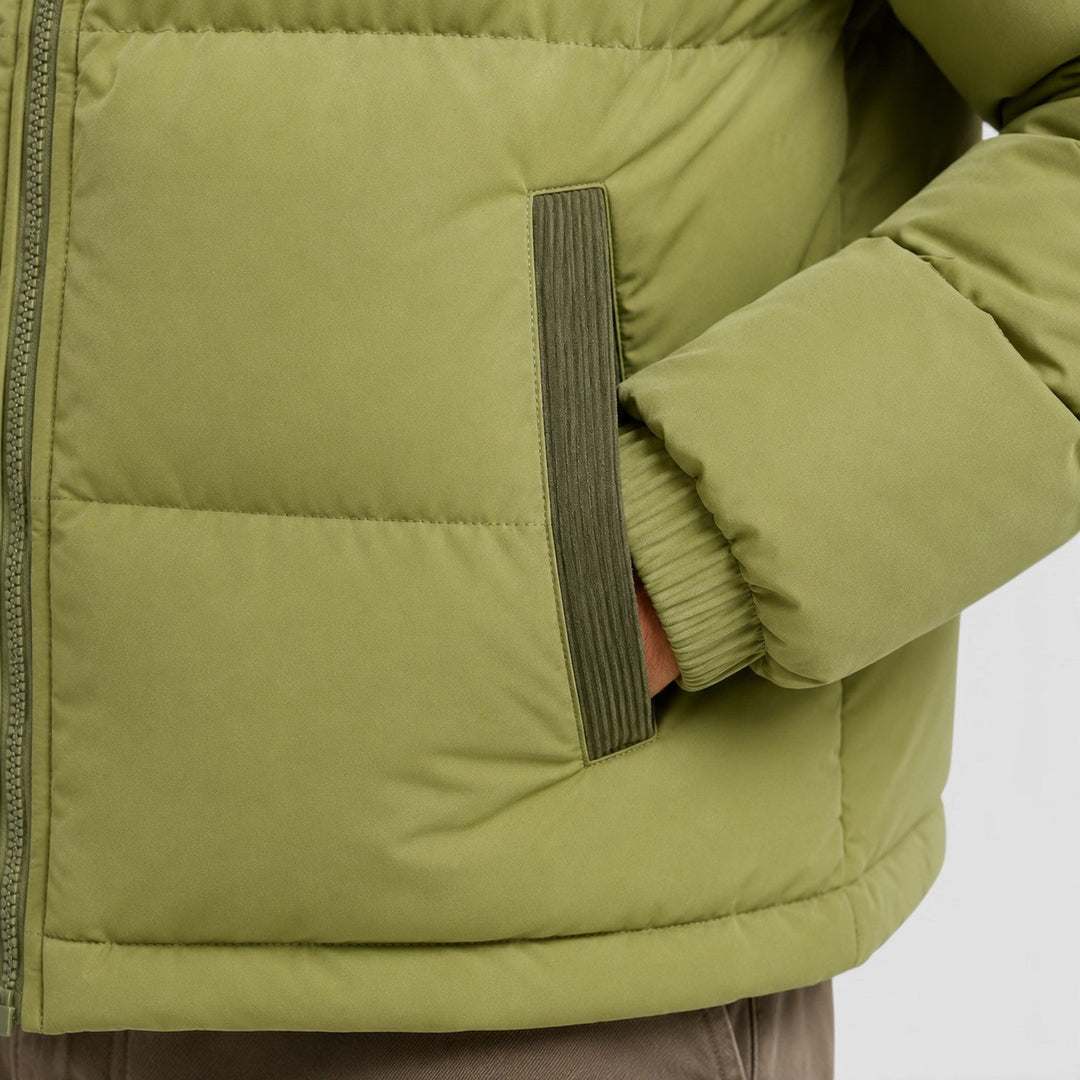 Men's Casual Corduroy Quilted Hooded Puffer Jacket