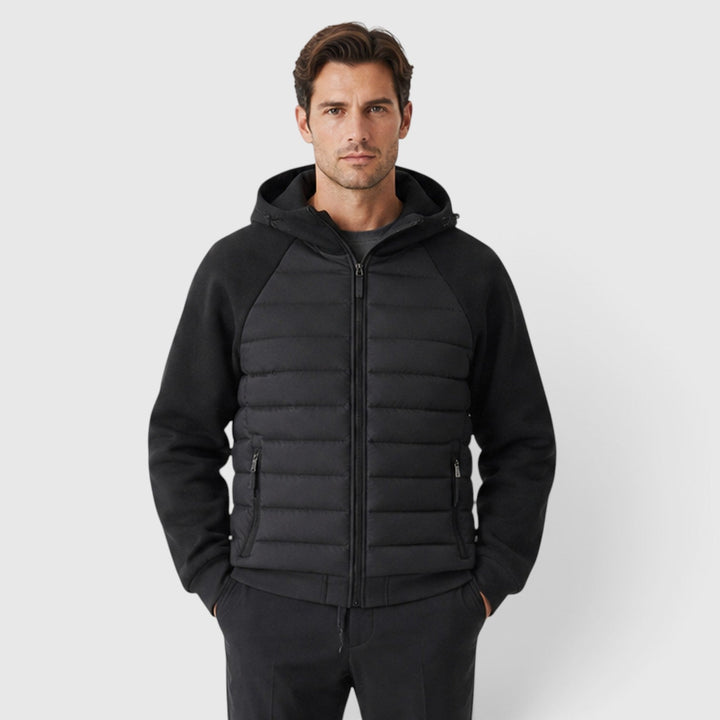 Men's Lightweight Quilted Hooded Hybrid Jacket with Zip