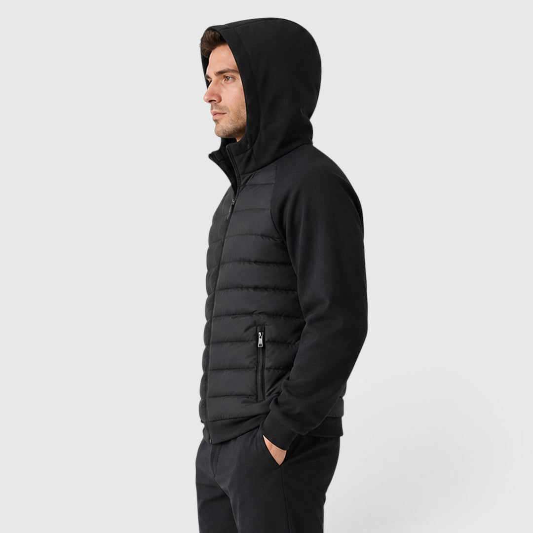 Men's Lightweight Quilted Hooded Hybrid Jacket with Zip