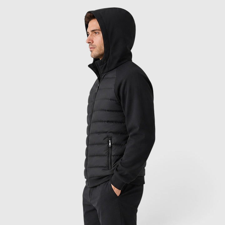 Men's Lightweight Quilted Hooded Hybrid Jacket with Zip
