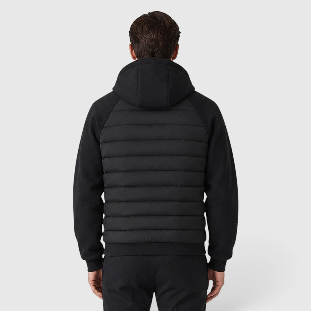 Men's Lightweight Quilted Hooded Hybrid Jacket with Zip