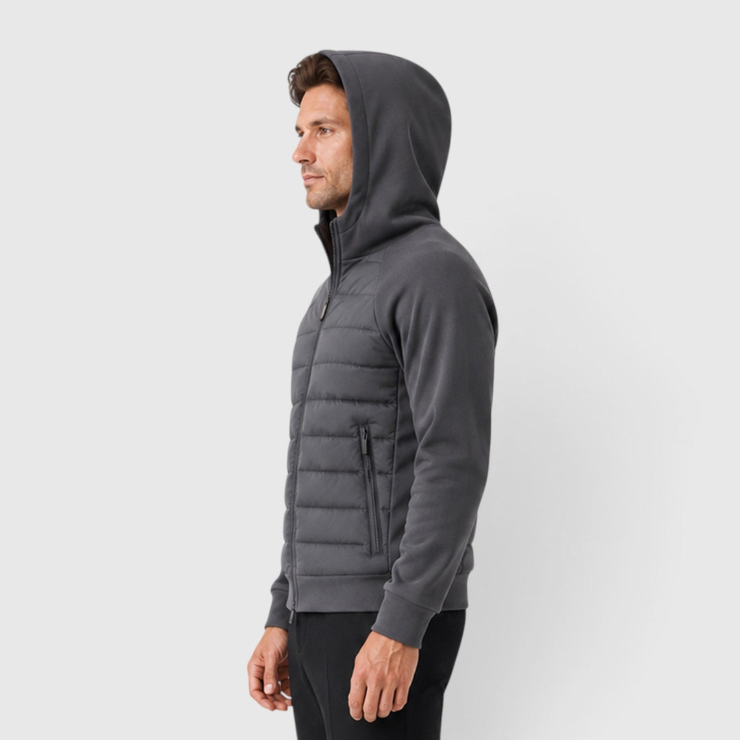 Men's Lightweight Quilted Hooded Hybrid Jacket with Zip