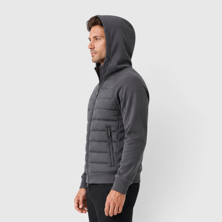 Men's Lightweight Quilted Hooded Hybrid Jacket with Zip