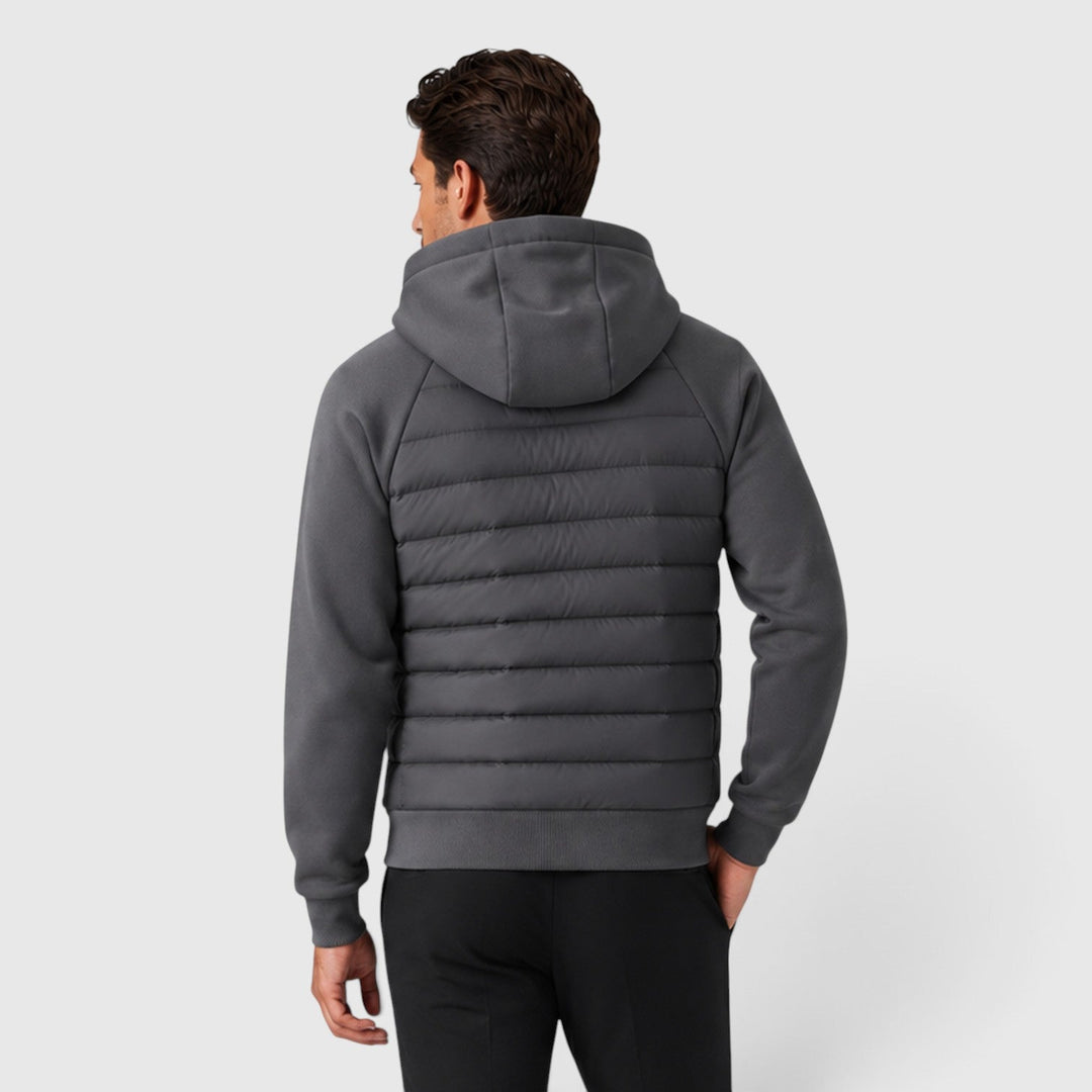 Men's Lightweight Quilted Hooded Hybrid Jacket with Zip