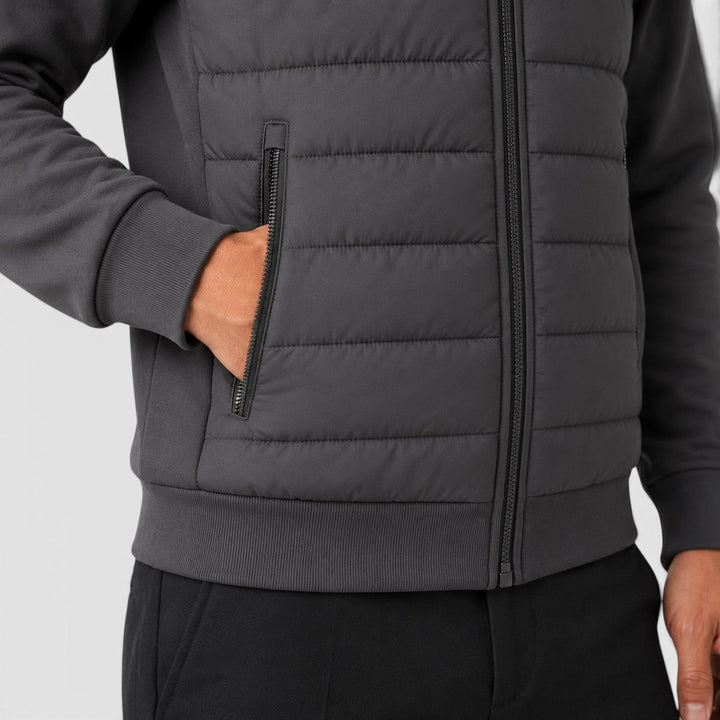 Men's Lightweight Quilted Hooded Hybrid Jacket with Zip