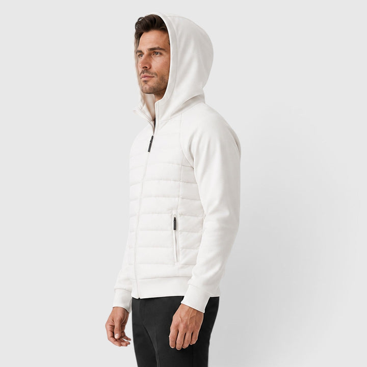 Men's Lightweight Quilted Hooded Hybrid Jacket with Zip