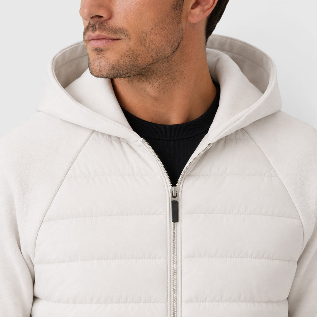 Men's Lightweight Quilted Hooded Hybrid Jacket with Zip