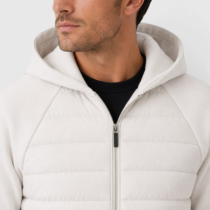 Men's Lightweight Quilted Hooded Hybrid Jacket with Zip