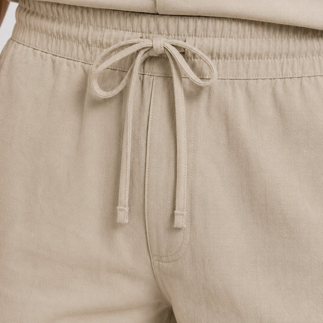 Men's Casual Linen Blend Shirt and Shorts Set