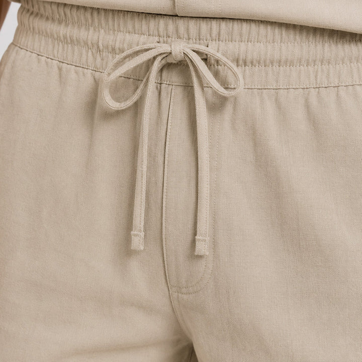 Men's Casual Linen Blend Shirt and Shorts Set