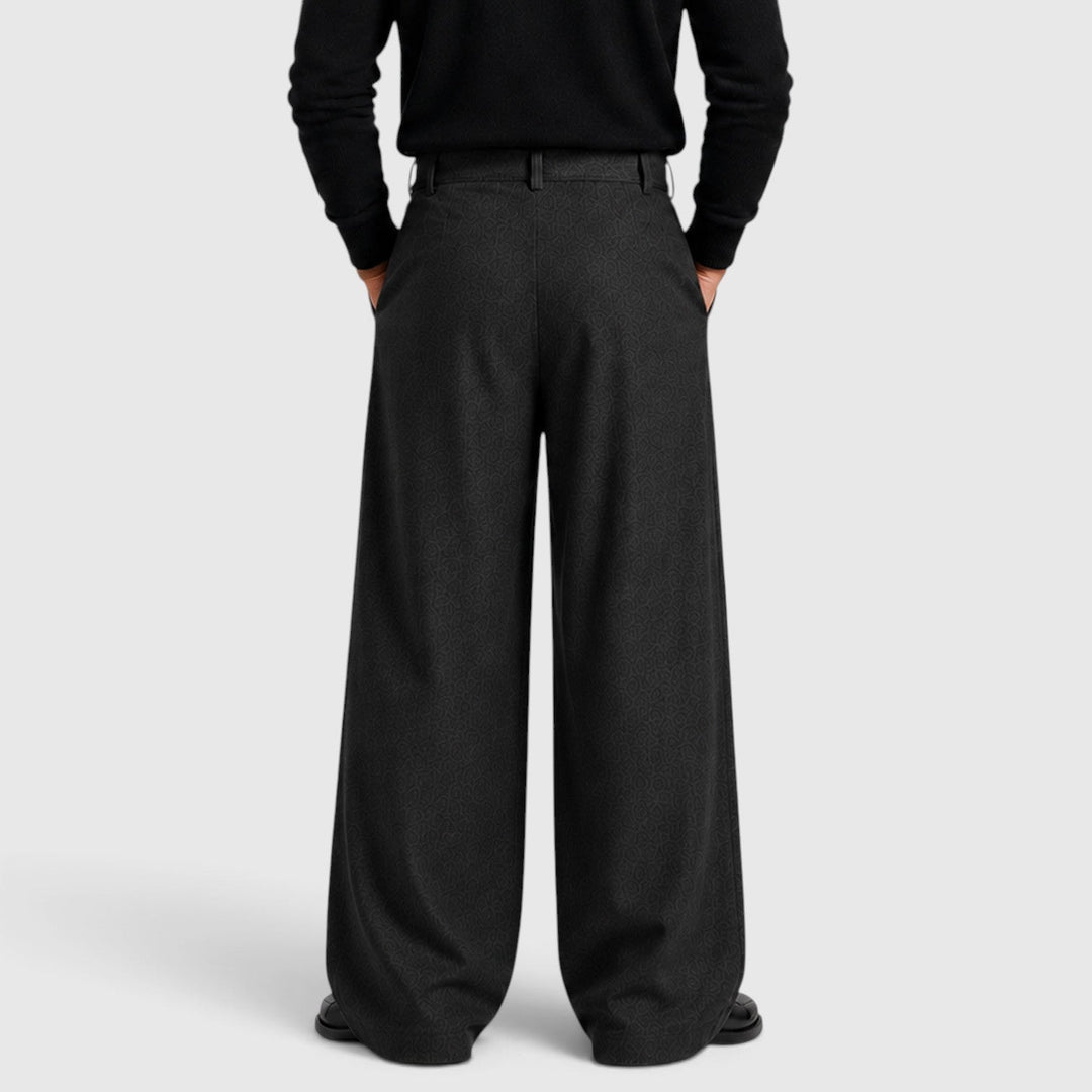 Men's Classic Pleated Straight Leg Dress Trousers