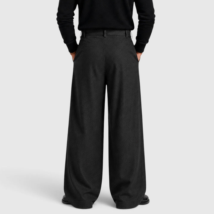 Men's Classic Pleated Straight Leg Dress Trousers