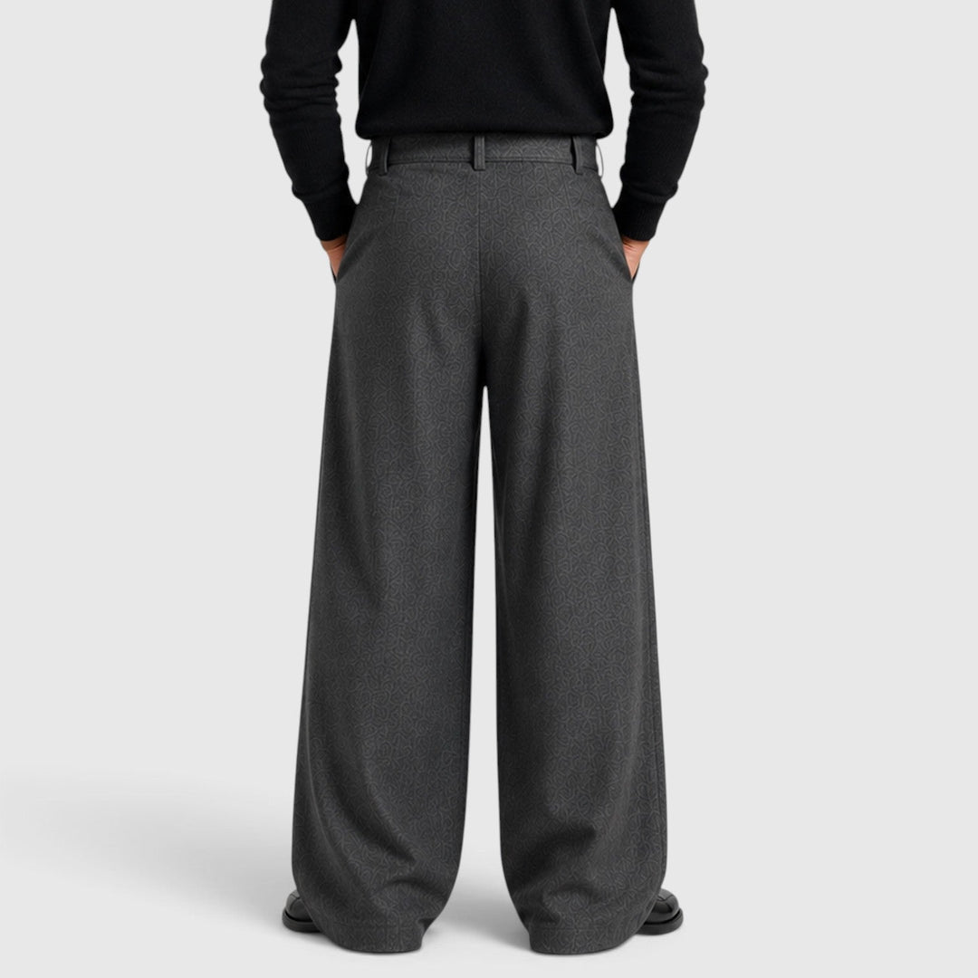 Men's Classic Pleated Straight Leg Dress Trousers