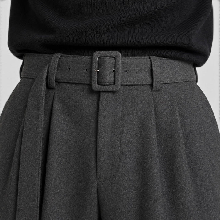 Men's Classic Pleated Straight Leg Dress Trousers