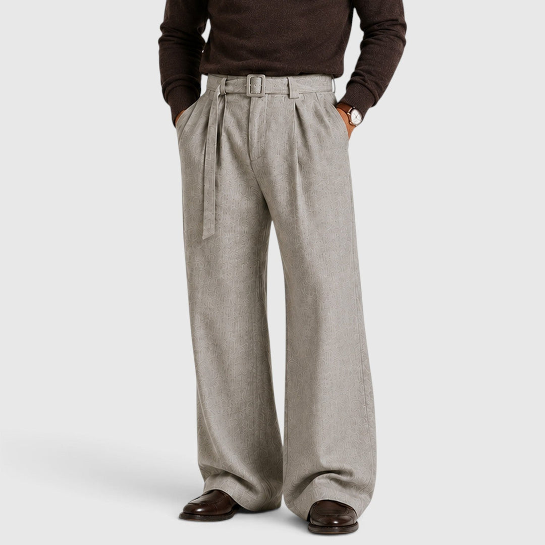 Men's Classic Pleated Straight Leg Dress Trousers