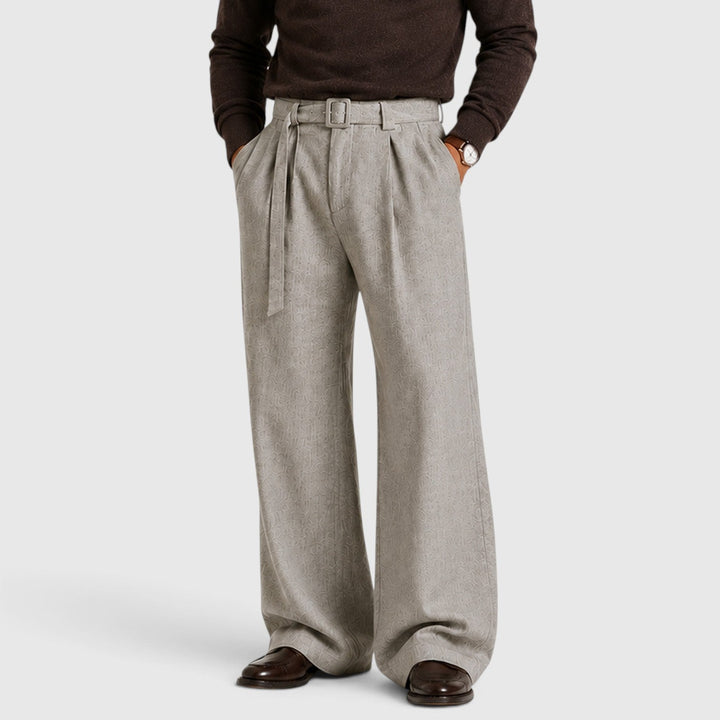 Men's Classic Pleated Straight Leg Dress Trousers