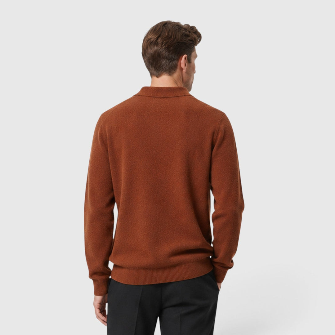 Men's Casual Knit Polo Collar Long Sleeve Jumper
