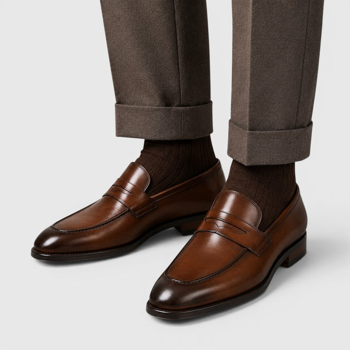 Men's Classic Leather Square Toe Loafers