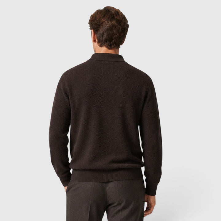 Men's Classic Textured Knit Collar Cardigan with Pocket