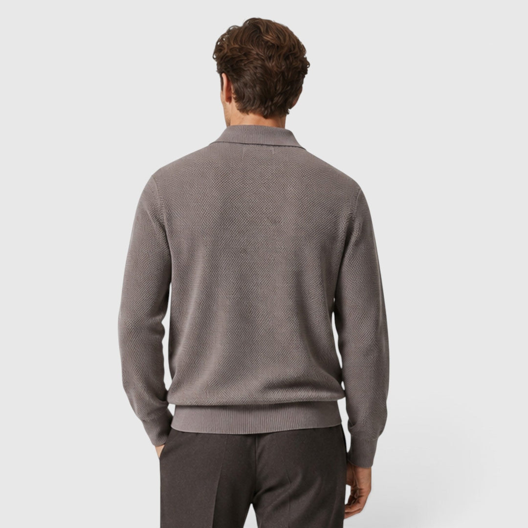 Men's Classic Textured Knit Collar Cardigan with Pocket