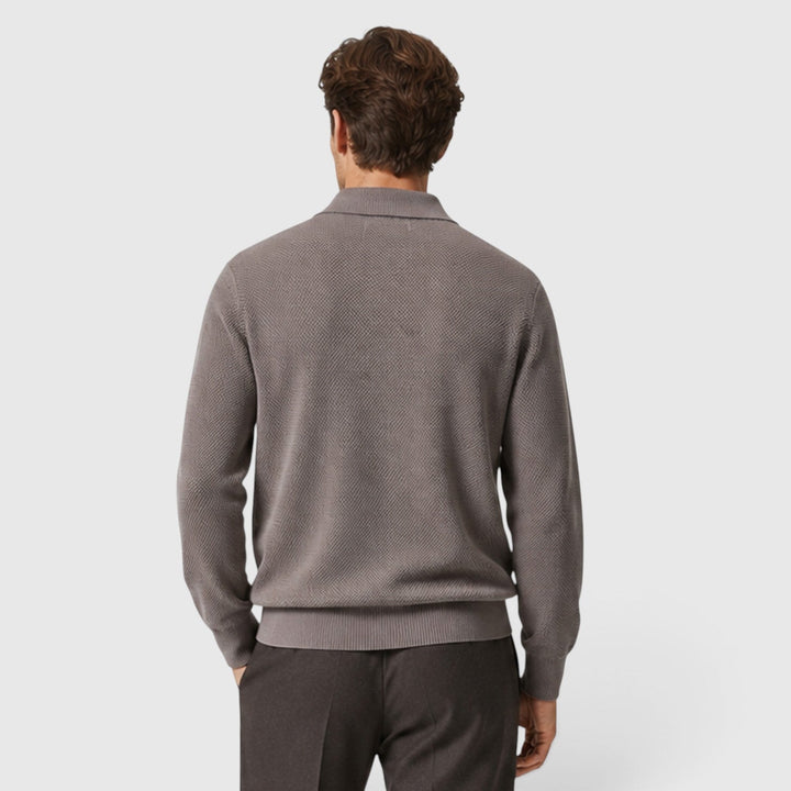 Men's Classic Textured Knit Collar Cardigan with Pocket