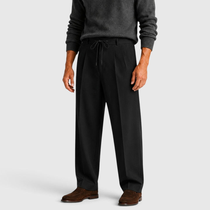Men's Casual Relaxed Wide Leg Cotton Trousers