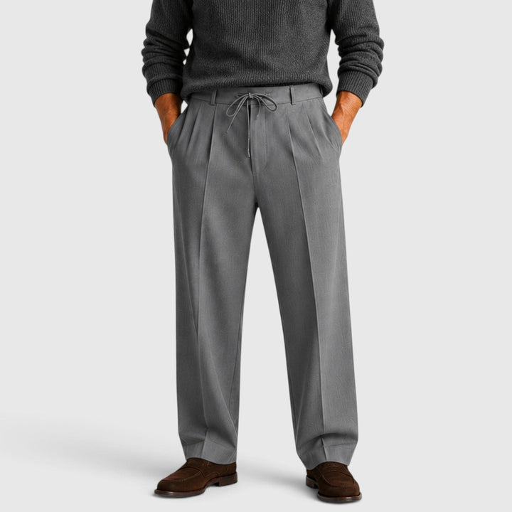 Men's Casual Relaxed Wide Leg Cotton Trousers