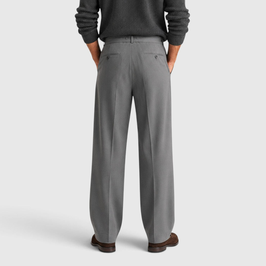 Men's Casual Relaxed Wide Leg Cotton Trousers