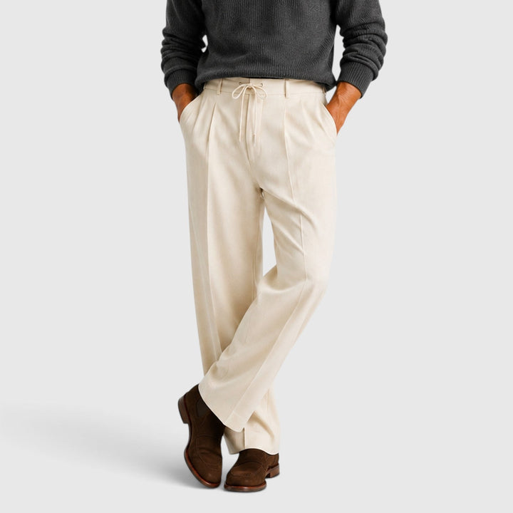 Men's Casual Relaxed Wide Leg Cotton Trousers