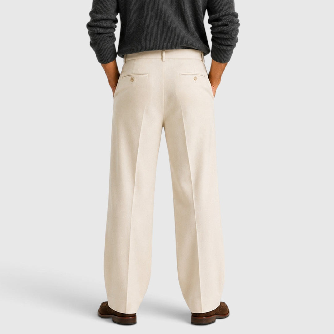 Men's Casual Relaxed Wide Leg Cotton Trousers