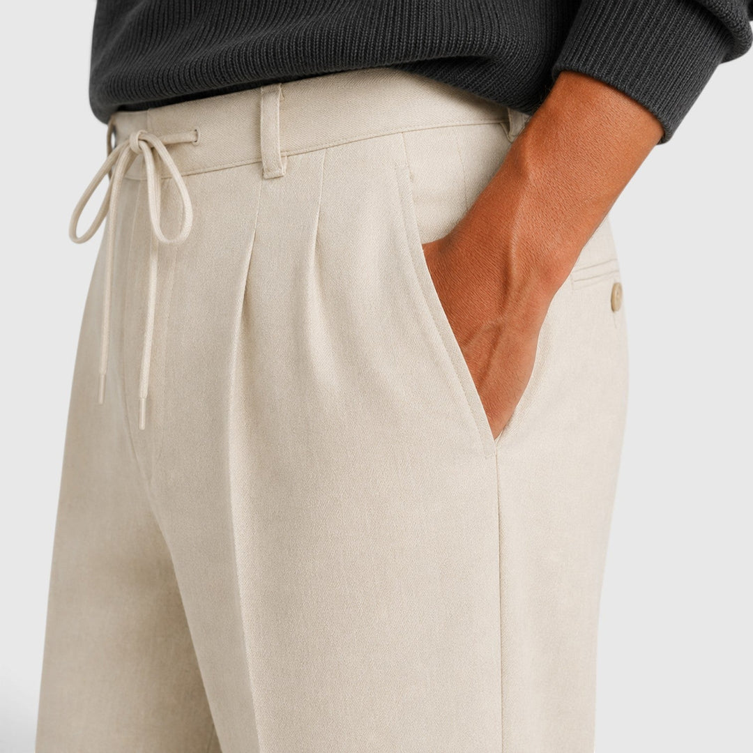 Men's Casual Relaxed Wide Leg Cotton Trousers