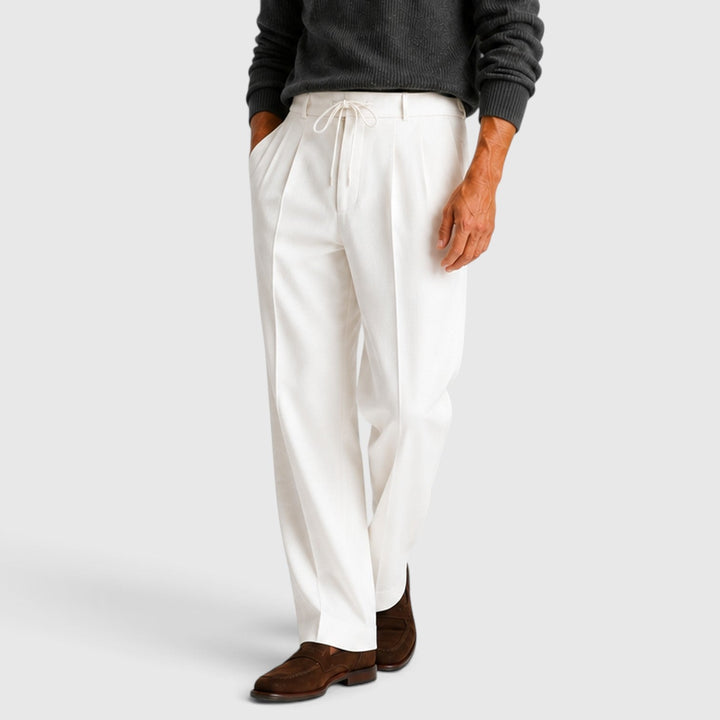 Men's Casual Relaxed Wide Leg Cotton Trousers