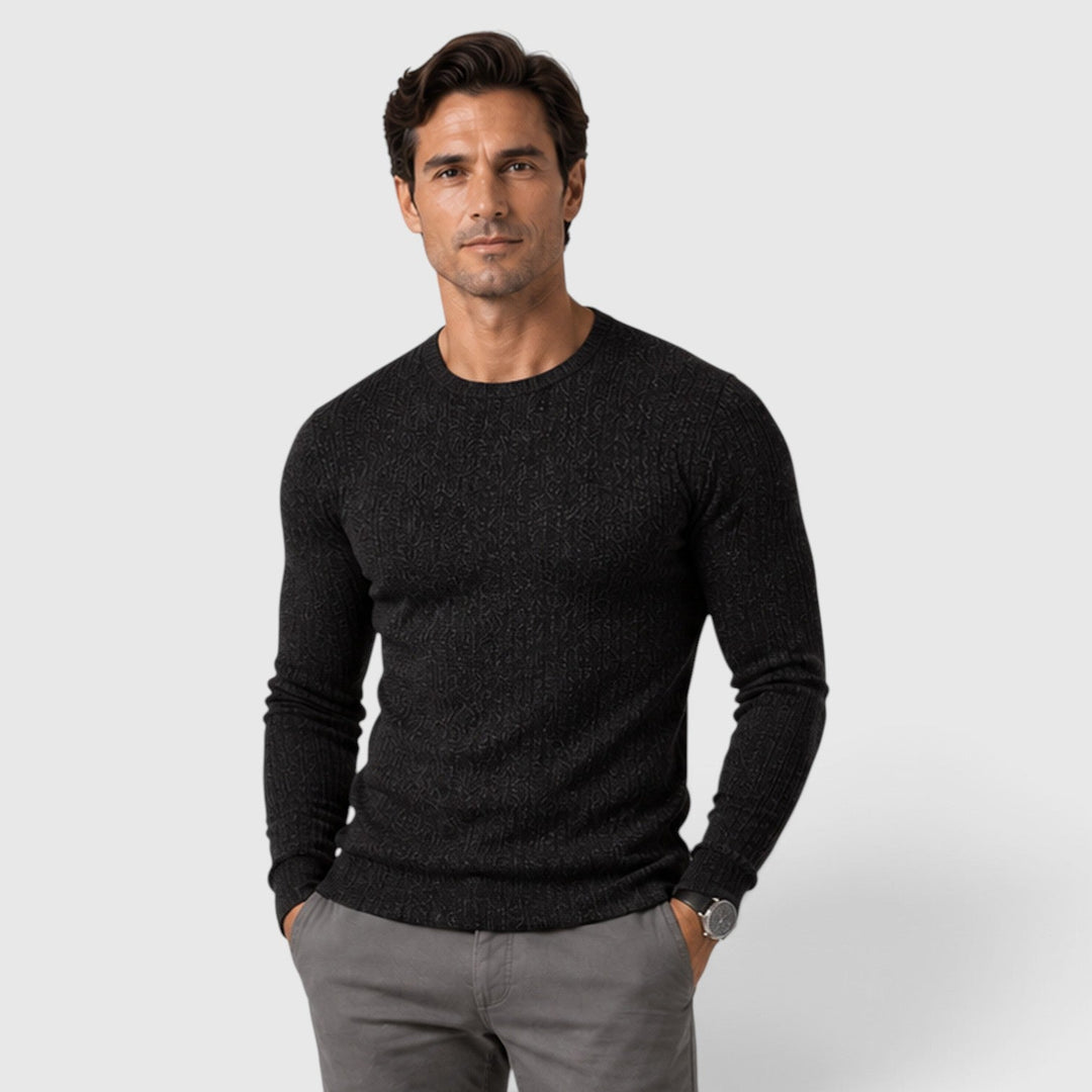 Men's Casual Rib Knit Round Neck Jumper