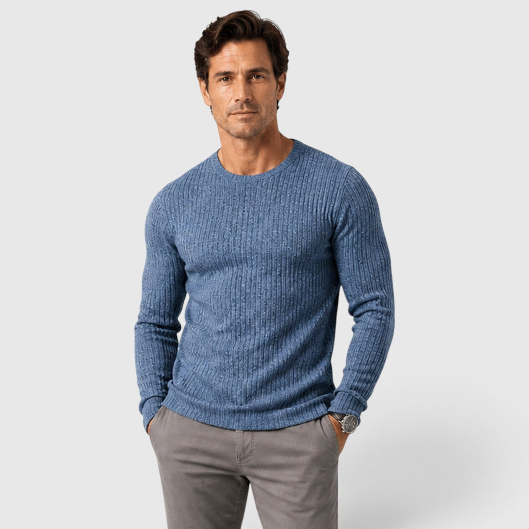 Men's Casual Rib Knit Round Neck Jumper