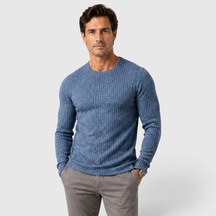 Men's Casual Rib Knit Round Neck Jumper