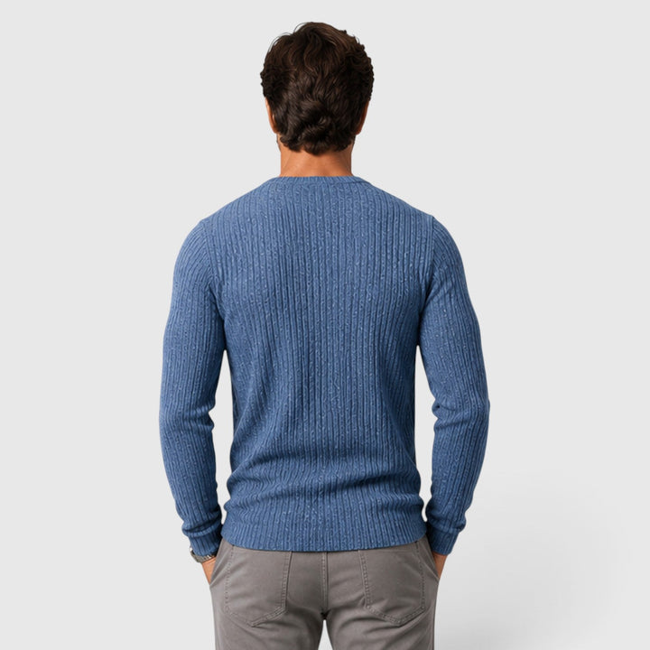 Men's Casual Rib Knit Round Neck Jumper