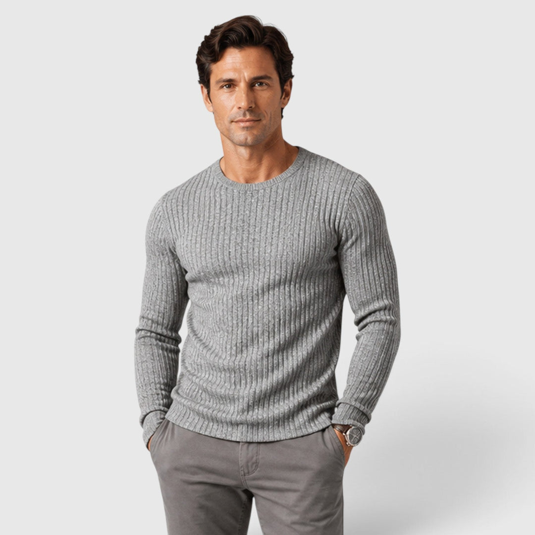 Men's Casual Rib Knit Round Neck Jumper