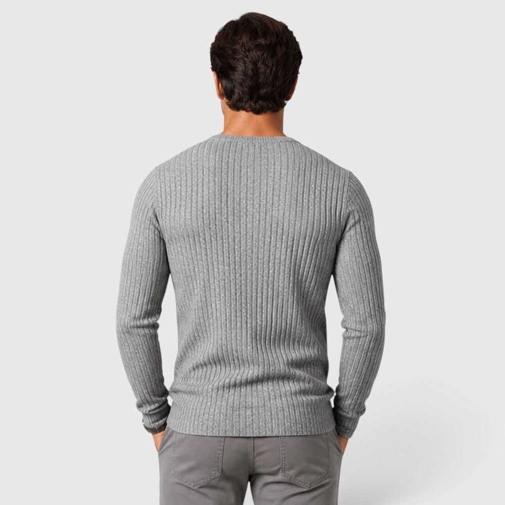 Men's Casual Rib Knit Round Neck Jumper