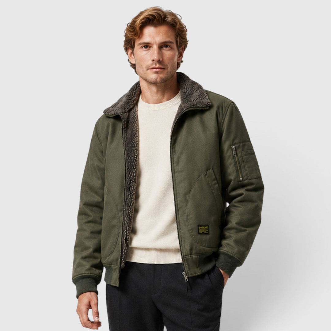 Men's Casual Sherpa Lined Zip-Up Jacket