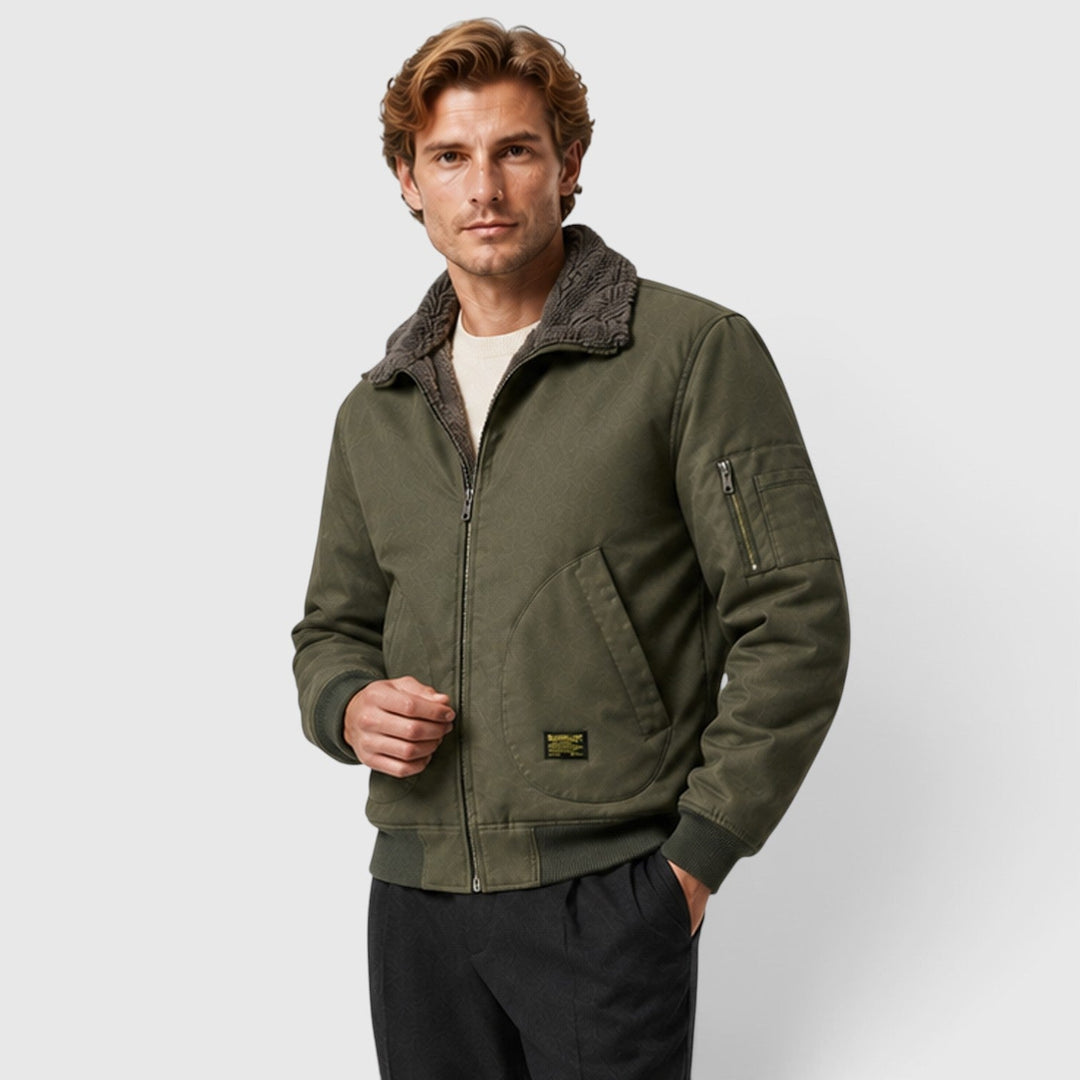 Men's Casual Sherpa Lined Zip-Up Jacket