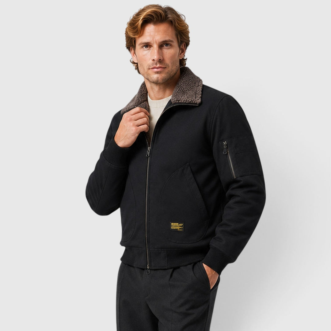 Men's Casual Sherpa Lined Zip-Up Jacket
