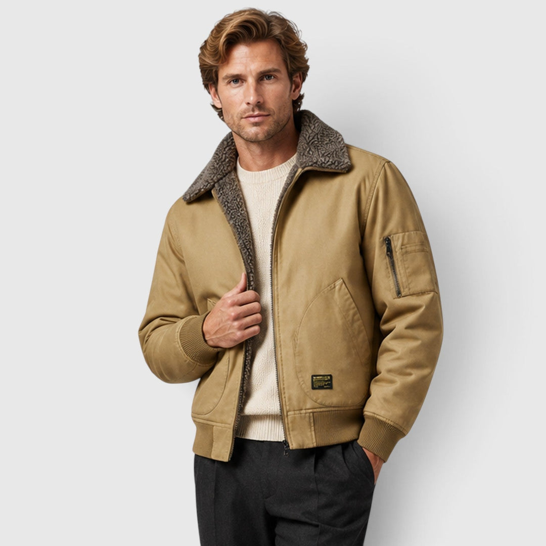 Men's Casual Sherpa Lined Zip-Up Jacket