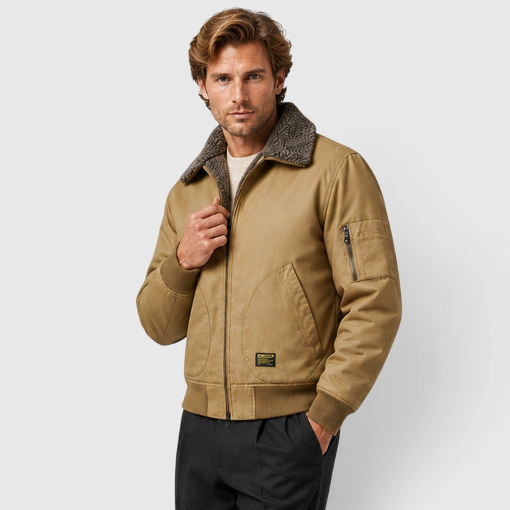 Men's Casual Sherpa Lined Zip-Up Jacket